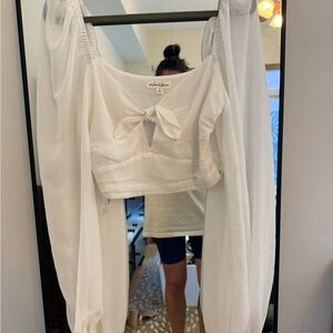 For Love And Lemons White Bow Blouse
